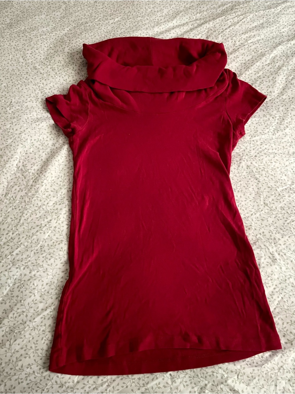 Women’s Red Cowl Neck Short Sleeve Top